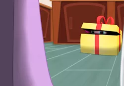 Size: 1483x1032 | Tagged: safe, artist:ilyasnow, derpibooru import, pinkie pie, twilight sparkle, earth pony, pony, box, female, imminent surprise, indoors, mare, pony in a box, present, soon