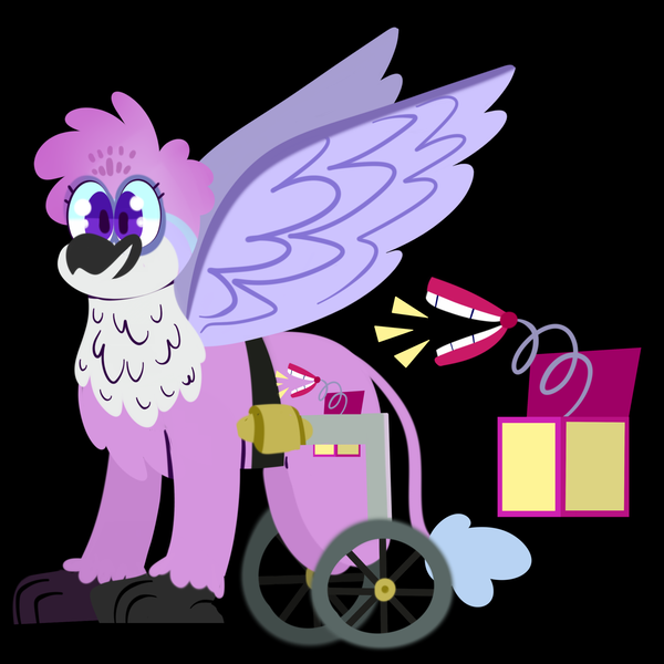 Size: 3000x3000 | Tagged: amputee, artist:webkore, classical hippogriff, congenital amputee, derpibooru import, hippogriff, interspecies offspring, magical lesbian spawn, missing limb, oc, offspring, parent:gabby, parent:scootaloo, parents:gabbyloo, safe, solo, stump, unofficial characters only, wheelchair