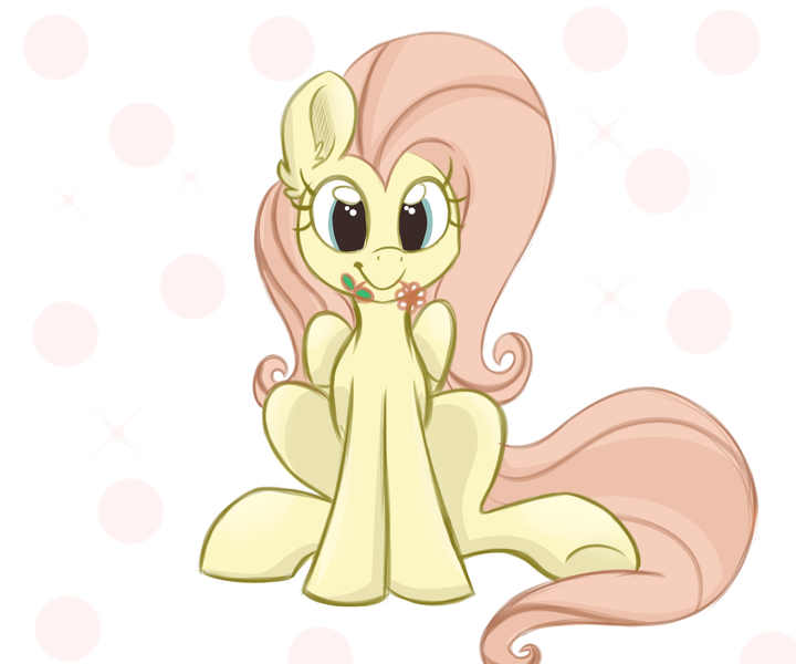 Size: 6000x5000 | Tagged: abstract background, absurd resolution, artist:meowmavi, cute, derpibooru import, flower, fluttershy, looking at you, mouth hold, safe, shyabetes, sitting, smiling, solo