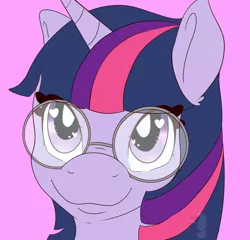 Size: 800x768 | Tagged: safe, artist:diamondsparkle7, derpibooru import, twilight sparkle, pony, bust, glasses, portrait, solo