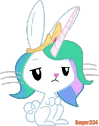 Size: 2022x2583 | Tagged: angel bunny, angelestia, artist:roger334, derpibooru import, lidded eyes, nightmare night, princess celestia, rabbit, safe, simple background, solo, transparent background