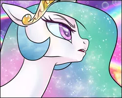 Size: 1597x1276 | Tagged: safe, artist:pencils, derpibooru import, princess celestia, pony, celestia is not amused, crown, female, jewelry, lips, mare, regalia, solo, stern, unamused