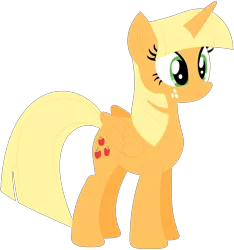 Size: 1024x1095 | Tagged: safe, artist:ra1nb0wk1tty, derpibooru import, applejack, twilight sparkle, twilight sparkle (alicorn), alicorn, pony, female, freckles, mare, palette swap, recolor, simple background, solo, transparent background