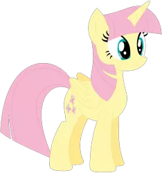 Size: 1024x1094 | Tagged: safe, artist:ra1nb0wk1tty, derpibooru import, fluttershy, twilight sparkle, twilight sparkle (alicorn), alicorn, pony, female, mare, palette swap, recolor, simple background, solo, transparent background