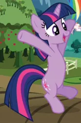 Size: 640x963 | Tagged: safe, derpibooru import, twilight sparkle, pony, unicorn, bipedal, cute, female, hooves in air, solo focus, standing, twiabetes
