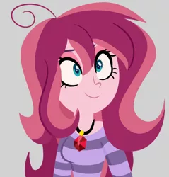 Size: 628x656 | Tagged: safe, artist:wubcakeva, derpibooru import, oc, oc:contralto, unofficial characters only, equestria girls, clothes, disguised siren, female, gem, gray background, simple background, siren gem, smiling, solo