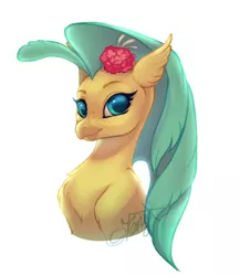 Size: 608x700 | Tagged: artist:kerydarling, bust, cheek fluff, classical hippogriff, derpibooru import, hippogriff, looking at you, my little pony: the movie, portrait, princess skystar, safe, simple background, smiling, solo