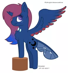 Size: 1272x1372 | Tagged: artist:katja060902, blushing, colored wings, derpibooru import, oc, offspring, parent:pharynx, parent:princess luna, parents:lunynx, safe, scrunchy face, simple background, solo, standing, :t, unofficial characters only, white background