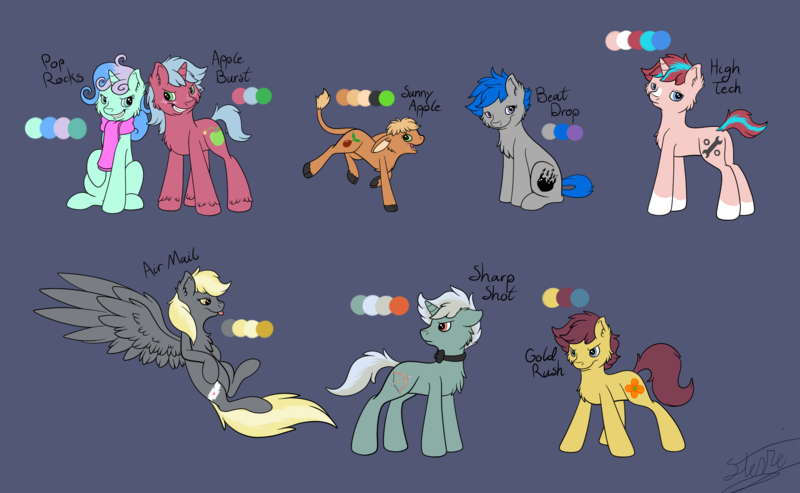 Size: 2637x1626 | Tagged: artist:vigilantefreak, bisony, derpibooru import, hybrid, magical lesbian spawn, oc, offspring, parent:big macintosh, parent:bon bon, parent:braeburn, parent:caramel, parent:derpy hooves, parent:little strongheart, parent:lyra heartstrings, parent:octavia melody, parent:pokey pierce, parents:braeheart, parents:lyrabon, parents:pokeymel, parents:scratchtavia, parents:starburst, parent:starlight glimmer, parents:thunderplane, parents:trixmac, parent:sunburst, parent:thunderlane, parent:trixie, parent:vinyl scratch, safe, unofficial characters only