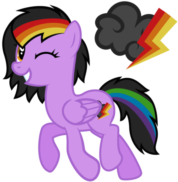 Size: 600x613 | Tagged: safe, artist:lost-our-dreams, derpibooru import, oc, oc:rainbow streak, unofficial characters only, pegasus, pony, cutie mark background, female, mare, offspring, one eye closed, parent:rainbow dash, parent:soarin', parents:soarindash, rainbow hair, simple background, solo, transparent background, wink