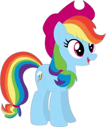 Size: 1024x1229 | Tagged: safe, artist:ra1nb0wk1tty, derpibooru import, applejack, rainbow dash, earth pony, pony, ashleigh ball, female, forthright filly, mare, recolor, simple background, solo, transparent background, voice actor joke