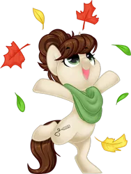 Size: 1024x1362 | Tagged: safe, artist:kellythedrawinguni, derpibooru import, oc, oc:shay, unofficial characters only, pony, unicorn, autumn, cute, female, happy, leaf, mare, open mouth, simple background, solo, transparent background