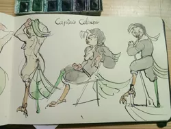 Size: 4160x3120 | Tagged: anthro, artist:alumx, captain celaeno, derpibooru import, female, my little pony: the movie, parrot, parrot pirates, photo, pirate, sketch, solo, suggestive, traditional art, watercolor painting