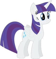 Size: 1024x1091 | Tagged: safe, artist:ra1nb0wk1tty, derpibooru import, rarity, twilight sparkle, twilight sparkle (alicorn), alicorn, pony, female, mare, palette swap, recolor, simple background, smiling, solo, transparent background