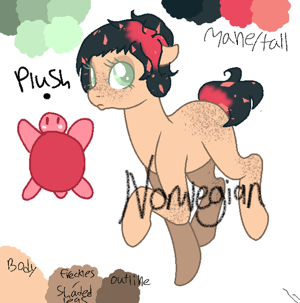 Size: 608x614 | Tagged: safe, artist:katnisswolf, derpibooru import, oc, unofficial characters only, earth pony, pony, turtle, adoptable, color palette, colored pupils, female, freckles, mare, plushie, solo, watermark