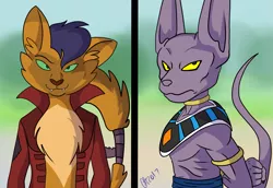 Size: 2403x1656 | Tagged: abyssinian, anthro, artist:digimaru, beerus, capper dapperpaws, cat, clothes, crossover, derpibooru import, dragon ball super, dragon ball z, my little pony: the movie, safe, this will end in destruction, this will end in tears and/or death, xk-class end-of-the-world scenario