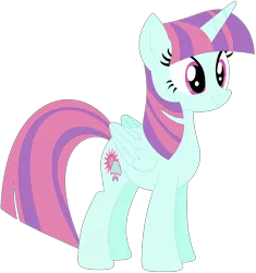 Size: 1024x1091 | Tagged: safe, artist:ra1nb0wk1tty, derpibooru import, sunny flare, twilight sparkle, twilight sparkle (alicorn), alicorn, pony, female, mare, recolor, simple background, solo, transparent background