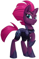 Size: 943x1414 | Tagged: safe, artist:thegamblehorse, deleted from derpibooru, derpibooru import, fizzlepop berrytwist, tempest shadow, pony, unicorn, my little pony: the movie, armor, broken horn, eye scar, female, hoof shoes, mare, raised eyebrow, raised hoof, scar, simple background, solo, transparent background, vector
