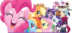 Size: 1112x510 | Tagged: safe, derpibooru import, applejack, capper dapperpaws, captain celaeno, fizzlepop berrytwist, fluttershy, grubber, pinkie pie, princess skystar, queen novo, rainbow dash, rarity, songbird serenade, spike, storm king, tempest shadow, twilight sparkle, twilight sparkle (alicorn), abyssinian, alicorn, anthro, dragon, earth pony, pegasus, pony, seapony (g4), unicorn, my little pony: the movie, anthro with ponies, headworn microphone, mane seven, mane six, simple background, transparent background