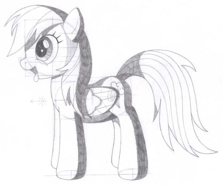 Size: 1704x1411 | Tagged: safe, artist:aafh, derpibooru import, rainbow dash, pegasus, pony, monochrome, solo, traditional art