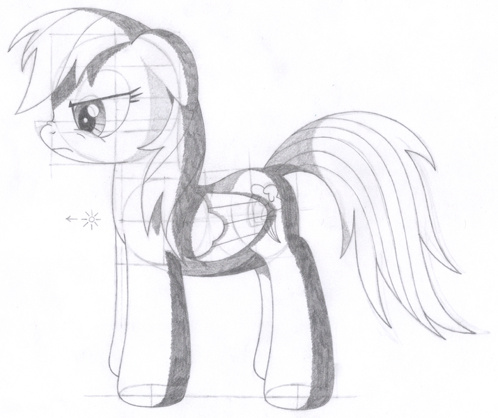 Safe Artist Aafh Derpibooru Import Rainbow Dash Pegasus Pony Monochrome Solo