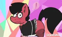 Size: 1600x960 | Tagged: safe, artist:poniesauce, derpibooru import, oc, unofficial characters only, earth pony, pony, blushing, bow, clothes, crossdressing, dress, fishnets, maid, male, solo, stallion