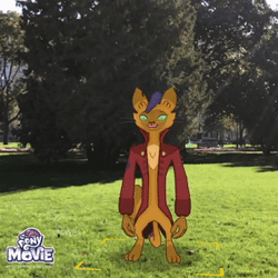 Size: 300x300 | Tagged: abyssinian, animated, anthro, augmented reality, capper dapperpaws, cat, clothes, coat, derpibooru import, digitigrade anthro, gameloft, gif, irl, my little pony logo, my little pony: the movie, photo, safe, solo, waving