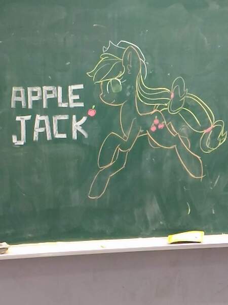 Size: 1511x2015 | Tagged: safe, derpibooru import, applejack, earth pony, pony, chalkboard, solo