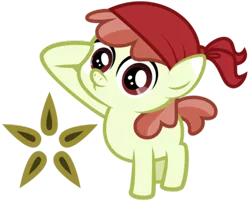 Size: 400x322 | Tagged: safe, artist:lost-our-dreams, derpibooru import, oc, oc:pippin, unofficial characters only, earth pony, pony, bandana, colt, cutie mark background, male, offspring, parent:apple bloom, parent:pipsqueak, parents:pipbloom, salute, simple background, solo, transparent background