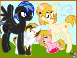 Size: 320x240 | Tagged: safe, artist:shayminthelegendary, derpibooru import, oc, oc:golden sunrise, oc:midnight wings, oc:pink stardust, oc:platinum skies, unofficial characters only, female, male, oc x oc, offspring, parents:oc x oc, shipping, straight