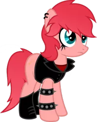 Size: 1280x1609 | Tagged: safe, artist:fletcherthehuntress, derpibooru import, oc, oc:kelynn, unofficial characters only, earth pony, pony, clothes, female, jacket, leather jacket, mare, simple background, solo, spiked wristband, transparent background, vector, wristband