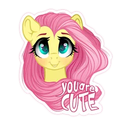 Size: 1000x1000 | Tagged: safe, artist:vird-gi, derpibooru import, fluttershy, pony, blushing, bust, cute, female, looking at you, mare, portrait, positive ponies, shyabetes, simple background, smiling, solo, sticker, transparent background