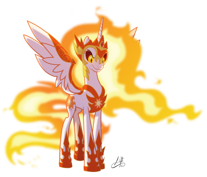 Size: 3037x2590 | Tagged: safe, artist:light262, derpibooru import, daybreaker, alicorn, pony, a royal problem, armor, clothes, cutie mark, cutie mark on clothes, ethereal mane, ethereal tail, female, helmet, hoof shoes, image, jewelry, mare, peytral, png, simple background, slit pupils, smug, solo, spread wings, standing, transparent background, vector, wing armor, wings