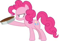 Size: 1884x1310 | Tagged: safe, artist:sonofaskywalker, derpibooru import, pinkie pie, earth pony, pony, secrets and pies, female, food, mare, pecan pie, pie, simple background, solo, transparent background, vector