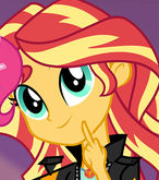 Size: 146x165 | Tagged: safe, derpibooru import, edit, sunset shimmer, human, equestria girls, cropped, female, fuck you, geode of empathy, magical geodes, middle finger, picture for breezies, reaction image, smiling, solo, vulgar