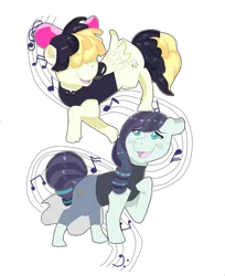 Size: 897x1100 | Tagged: safe, artist:starcampanella, derpibooru import, coloratura, songbird serenade, earth pony, pegasus, pony, my little pony: the movie, bow, duo, female, hair bow, mare, open mouth, simple background, singing, transparent background