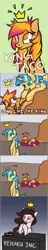 Size: 807x4229 | Tagged: all according to keikaku, artist:jykinturah, comic, crown, derpibooru import, gendo pose, hooves together, jewelry, oc, oc:ducky ink, oc:swan song, oc:taco horse, regalia, safe, the lion king, unofficial characters only