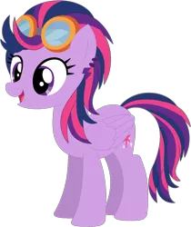 Size: 1024x1220 | Tagged: safe, artist:ra1nb0wk1tty, derpibooru import, indigo zap, twilight sparkle, ponified, pegasus, pony, ear piercing, earring, equestria girls ponified, female, goggles, jewelry, mare, piercing, recolor, simple background, solo, transparent background