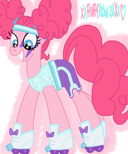 Size: 1024x1229 | Tagged: safe, artist:xxfluffypachirisuxx, derpibooru import, pinkie pie, pony, scare master, pinkie puffs, roller skates, simple background, solo, transparent background