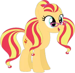 Size: 1024x995 | Tagged: safe, artist:ra1nb0wk1tty, derpibooru import, sugarcoat, sunset shimmer, ponified, earth pony, pony, equestria girls ponified, female, glasses, mare, recolor, simple background, solo, sunspecs shimmer, transparent background