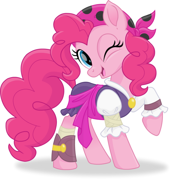 Size: 4350x4564 | Tagged: safe, artist:kitana762, derpibooru import, pinkie pie, earth pony, pony, my little pony: the movie, absurd resolution, clothes, female, gypsy pie, mare, one eye closed, pirate, pirate pinkie pie, raised hoof, simple background, smiling, solo, transparent background, vector, wink