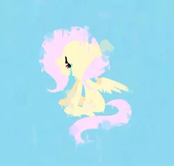 Size: 1024x975 | Tagged: safe, artist:cutebeerfloat, artist:supernoncutie, derpibooru import, fluttershy, pegasus, pony, crying, eyes closed, open mouth, sad, sitting, solo, spread wings, teary eyes, wings