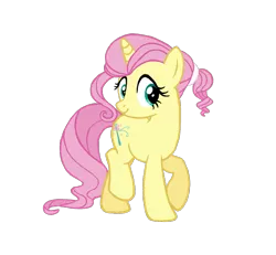 Size: 913x842 | Tagged: safe, artist:flipwix, derpibooru import, fluttershy, oc, oc:flutterheart, pony, unicorn, alternate cutie mark, alternate hairstyle, alternate universe, female, hilarious in hindsight, mare, race swap, simple background, smiling, solo, the flutterby effect, transparent background, unicorn fluttershy