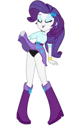 Size: 920x1434 | Tagged: suggestive, artist:selenaede, derpibooru import, edit, rarity, equestria girls, belt, black panties, black underwear, boots, clothes, flashing, legs, panties, panty shot, raripanty, shoes, simple background, skirt, skirt lift, solo, transparent background, underwear, underwear edit, upskirt