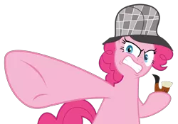 Size: 7040x4926 | Tagged: safe, artist:jhayarr23, derpibooru import, pinkie pie, earth pony, pony, secrets and pies, absurd resolution, deerstalker, detective, female, hat, mare, simple background, solo, transparent background, underhoof, vector