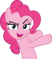 Size: 5688x6492 | Tagged: safe, artist:jhayarr23, derpibooru import, pinkie pie, earth pony, pony, secrets and pies, absurd resolution, cute, female, mare, raised hoof, simple background, smug, solo, transparent background, vector