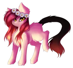 Size: 4233x3937 | Tagged: safe, artist:crazllana, derpibooru import, oc, unofficial characters only, earth pony, pony, augmented tail, female, floral head wreath, flower, high res, mare, simple background, solo, transparent background