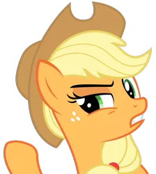 Size: 1011x1127 | Tagged: safe, artist:sketchmcreations, derpibooru import, applejack, earth pony, pony, secrets and pies, annoyed, female, mare, raised eyebrow, raised hoof, simple background, solo, suspicious, transparent background, vector