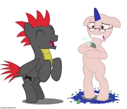 Size: 2244x1920 | Tagged: safe, artist:gamerpen, derpibooru import, oc, oc:gamerpen, oc:sharing hearts, unofficial characters only, pony, bald, glasses, potion, simple background, transparent background