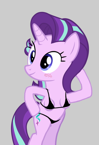 Size: 1068x1560 | Tagged: 1000 hours in ms paint, anthro, arm hooves, a royal problem, blushing, bra, breasts, chestbreasts, clothes, derpibooru import, edit, female, misplaced boobs, panties, simple background, solo, solo female, starlight glimmer, suggestive, underwear, wat